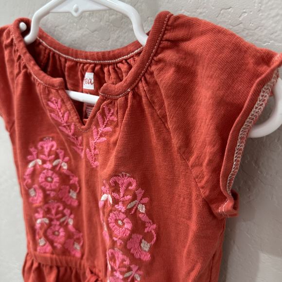 Tea Collection Orange Embroidered Pink Floral Dress - Picture 2 of 9